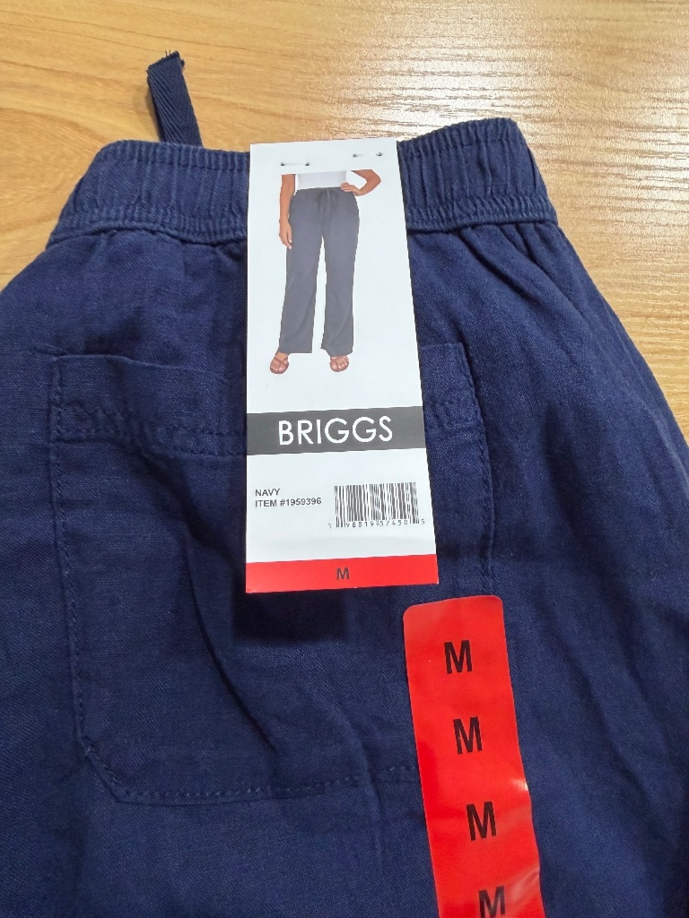 Briggs Womens Pull On Navy Linen Blend Wide Leg Pant Medium - Picture 4 of 11